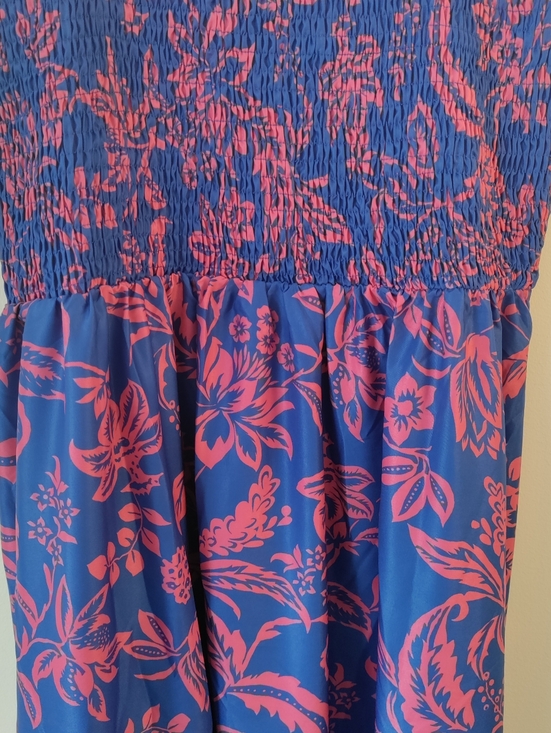 Maxi Sundress with Smocked Bust, Spaghetti Straps, Flowy A-Line Fit Size L - Picture 5 of 11
